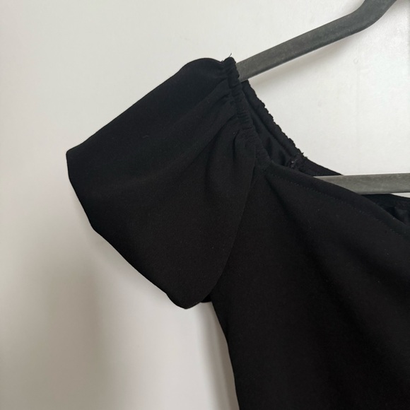 Black Bouffant Off-Shoulder Ruffle Top - Picture 3 of 4